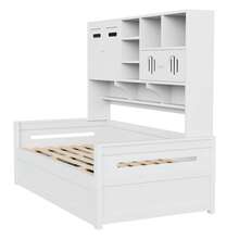Sofa Bed Frame Made Of Wood 90 X 200 Cm – Multifunctional Storage Space, Hydraulic - White - View 11
