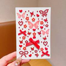 3D Satin Bow Face Gem Stickers, Heart Rhinestone Self Adhesive Eye Body Jewels, Cute Ribbon Bow Face Rhinestone Stickers For Festival Concert Makeup Decor - Multicolor - View 14