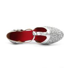 Women's Shiny Latin Dance Shoes Soft Sole 2.17 Inch Heel Salsa Tango Modern Ballroom Performance Dancing Shoes - Silver - View 6