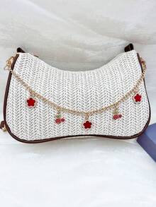 Exquisite Cherry Shaped Bag Charm, Charming Five-Leaf Clover Decorated Bag Chain, Faux Pearl Women's Bag Accessory, Back To School Season Gift - Multicolor - View 9