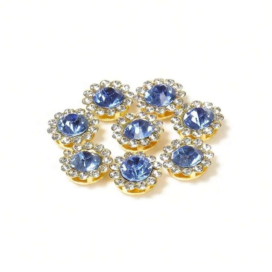Chaton Flor Strass 10mm Metal – Kit 40g Aproximadamente 100 Unidades, Artesanato, Decoração, aplique - Azul Royal 10mm-5 - Visão 1