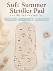 Cute Cartoon Alpaca Animal Seat Cushion, Baby Stroller Seat Pad, Newborn Baby Mat, Stroller Accessories, 5-Point Safety Harness Backrest Cushion, All-Season Use - Multicolor - View 6