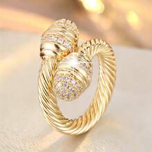 1pc Fashion Drumstick Shaped Criss-Cross Symmetry Design Artificial Adjustable Open Ring - Multicolor - View 1