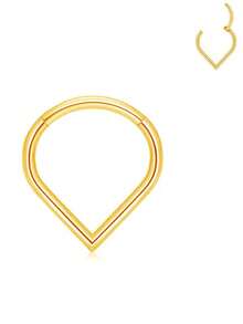 1pc Crareesi Mania 18K Gold Plated Stainless Steel Water Drop Septum Ring, Titanium Cartilage Piercing Hoop, 16G Small Nose Septum Jewelry, Clear Cubic Zirconia Cartilage Piercing Jewelry 8mm - Multicolor - View 12