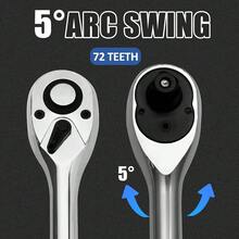 HARSKIYER 1/4 Inch Drive Ratchet Wrench, 72-Tooth Quick-Release Reversible Wrench, Chrome Vanadium Steel Wrench Tool, 5.8 Inch Length Full Polished - ColorB - View 5