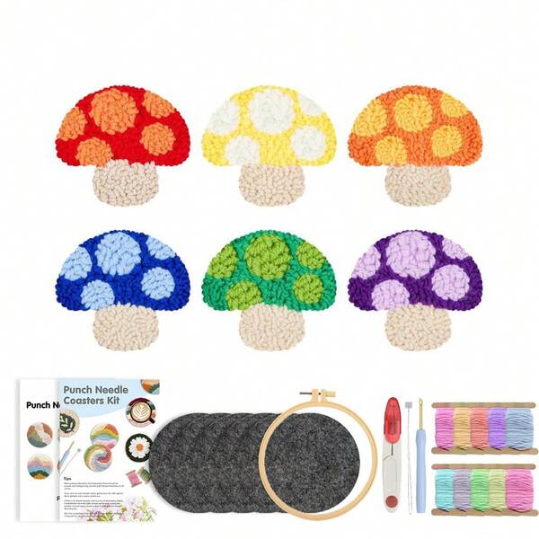 6 piezas/1 set Kit de bordado con aguja de perforación DIY, adecuado para principiantes adultos, incluye materiales completos, hecho a mano creativo, adecuado para decoración de pared del hogar o como regalo para amigos y familiares
