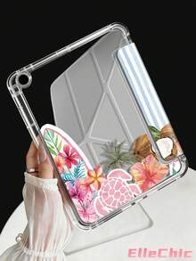 椰子樹、海洋與海龜插圖保護殼，相容 iPad Air 8(M4)2026(11 吋)、Air 4/5 10.9 吋、7/8/9 代 10.2 吋，內建筆槽，相容 Tab S6 10.4 吋，相容 Kindle 11 代(2022/2024)、Kindle Clara 2E、Clara Colour、Clara BW (6 吋) 與 Libra Colour (7 吋)，可愛女孩風時尚設計，適合生日與節日 - 彩色 - 查看 3