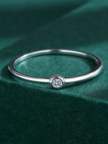 1pc Classic Round Geometric Couple Ring For Women, Suitable For Valentine's Day, Engagement, Daily Commute, Party, Gift Jewelry - White - View 2