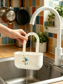 Cheerful Deer Design Multi-Functional Colander, Thickened Design, Easy To Disassemble, No-Drill Sink Filter Rack, Dual Use For Kitchen And Bathroom, Sponge And Cloth Storage Basket, Also Suitable For Washing Vegetables And Fruits - Multicolor - View 2