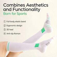 1 Pair Women's Fitness Running Jump Rope Compression Socks, Elastic Shaping Leg Compression Socks, Long Tube Yoga Socks - Multicolor - View 2