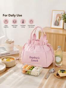 Tas Bekal Makan Siang Berinsulasi dengan Tali Serut, Tas Berinsulasi Genggam Portabel, Tas Kotak Bekal Makan Siang yang Mudah Dibersihkan dan Dapat Digunakan Kembali, Tas Bekal Multifungsi, Penting untuk Kerja, Perjalanan, Piknik, dan Penggunaan Sehari-hari (Tidak Bersentuhan dengan Makanan) - MultiWarna - View 9