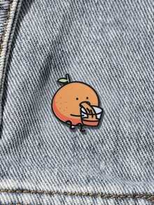 Bros Enamel Jeruk Lucu Minum Jus Kartun Kawaii Buah Pin Logam untuk Ransel Jaket - Jeruk - View 3