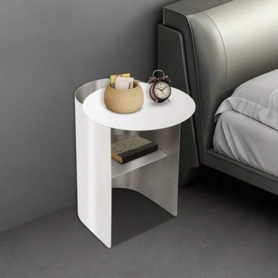 YUNRUX Mesa auxiliar, Mesa auxiliar de acero inoxidable, Mesa auxiliar para sofá - Plateado - Ver 1