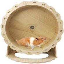 Natural Wood Silent Rotating Exercise Wheel, Suitable For Hamsters, Gerbils, Mice, Guinea Pigs And Small Hamsters, With Soft Landing Surface, Rounded Edges And Sturdy Base, Ideal For Small Pets - Multicolor - View 1