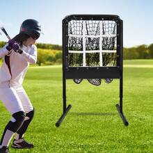 9-Hole Baseball Throwing Net, Black Stable Baseball Throwing Net For Backyard Home Baseball Training - Black - View 3