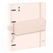 SAFTA | A4 4-Ring Binder Set, 35 Mm, PP Foam, With 100 Sheets (90 Gsm) Refill And 5 Dividers + Matching Pencil Case With Elastic Closure, Light Pink - Option 15 (Case) - View 1