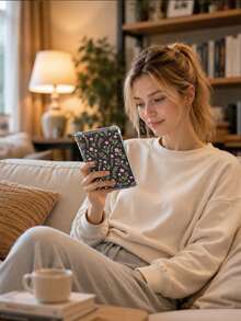 Colorful Floral Element Fashion Kindle Protective Case, Ins Style Line Flower & Leaf Pattern, Anti-Slip Protective Cover, Compatible With Kindle 11th Gen 2024/Kindle Paperwhite 12th Gen 2024/Kindle Colorsoft Signature Edition, Clara Colour/Bw/2E, Waterproof, Shockproof, Anti-Fall, Anti-Scratch, Spring Gift, Birthday Gift - Multicolor - View 8