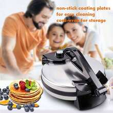 Electric Tortilla Maker, Dual Cooking With Non-Stick Surface, Even Heating, For Making Chapati, Tortilla, Roti And Bread 1000W - Silver - View 3