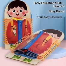 Children's Life Skills Self-Care Board, Clothing Zipper & Button Series Puzzle Toy, Multi-Layer Busy Board, Early Childhood Life Knowledge Cultivation & Development, Educational Puzzle Toy - Multicolor - View 10