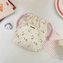 1 pieza Bolsa de viaje con cordón y diseño floral lindo, adecuada para guardar lápiz labial, joyas, productos de cuidado de la piel, brochas de maquillaje, excelente para viajes, baño, dormitorio, gimnasio, vacaciones, también es un regalo de cumpleaños perfecto - Multicolor - Ver 15