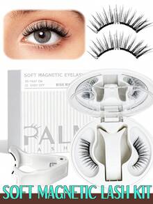 PALM LASHES 1 Par de Cílios Magnéticos Atualizados com Aplicador, Cílios Magnéticos Macios Reutilizáveis com Aparência Natural com Ímãs Ultra-Finos de 0,17mm Sem Necessidade de Cola Fácil de Usar e Remover - Preto - Visão 14