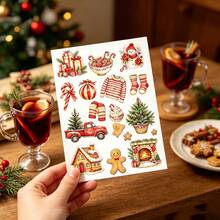 3pcs/Set Red Vintage Christmas Dream Stickers, Creative Minimalist Personalized Collage Material, Scrapbook DIY Decorative Stickers - Vintage Christmas Dream - View 4