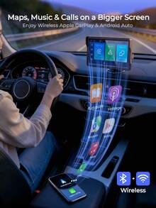 REMAX 7英吋HD無線CarPlay與Android Auto觸控螢幕，語音控制、藍牙、AUX與FM音訊，可延伸可旋轉支架，儀表板或擋風玻璃安裝，亮度可調，內建喇叭，汽車配件，汽車必需品，汽車用品 - 7吋 - 查看 2