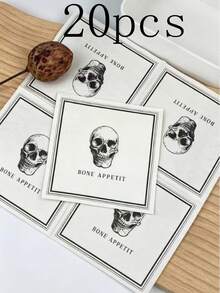 20pcs/50pcs Halloween Theme Napkins, Skull-Centered Design, Exquisite Printing, Perfect Table Decor For Halloween, Day Of The Dead Party, Friends Gathering And Other Holiday Events - Multicolor - View 8