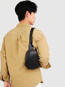 1 Piece Men's Black PU Leather Crossbody Sling Bag Casual & Business Use For Daily Commute - Multicolor - View 10