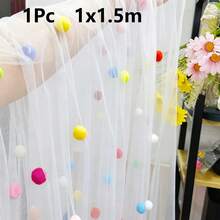 Cute Party Tablecloth With 3D Velvet Pom Poms, Colorful Polka Dot Confetti Tulle Table Runner, Macaron Color Mesh Tulle Rainbow Table Decor, Suitable For Birthday, Wedding, Home, Baptism Party - Multicolor - View 13