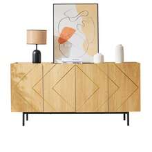 Living Room Sideboard With 4 Drawers And Metal Inlays - Versatile Cabinet, Buffet, Display Unit – - Natural - View 8