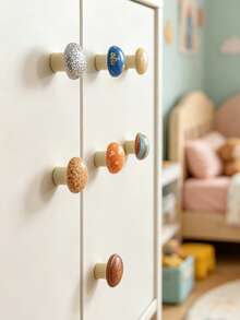 1pc Cartoon Planet Single Hole Drawer Handle, Kids Room Decor, Wardrobe, Bookshelf, Shoe Cabinet Small Pull Handle - Multicolor - View 5