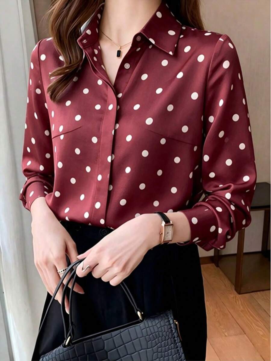 女款波點休閒百搭日常外出襯衫