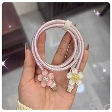 極簡花卉充電器保護套，適用 Apple 14 系列 11/12/13/16/15 快速充電器保護套，20W 充電器保護套，送給朋友的理想禮物 - 彩色 - 查看 4