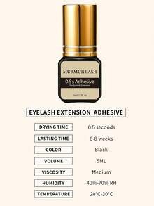 Premium 0.5s Quick Dry Eyelash Extension Glue 5ml, Luxury Low Odor Mink Lash Adhesive, Ultra Strong Bond Lasts 6-8 Weeks - Black - View 7