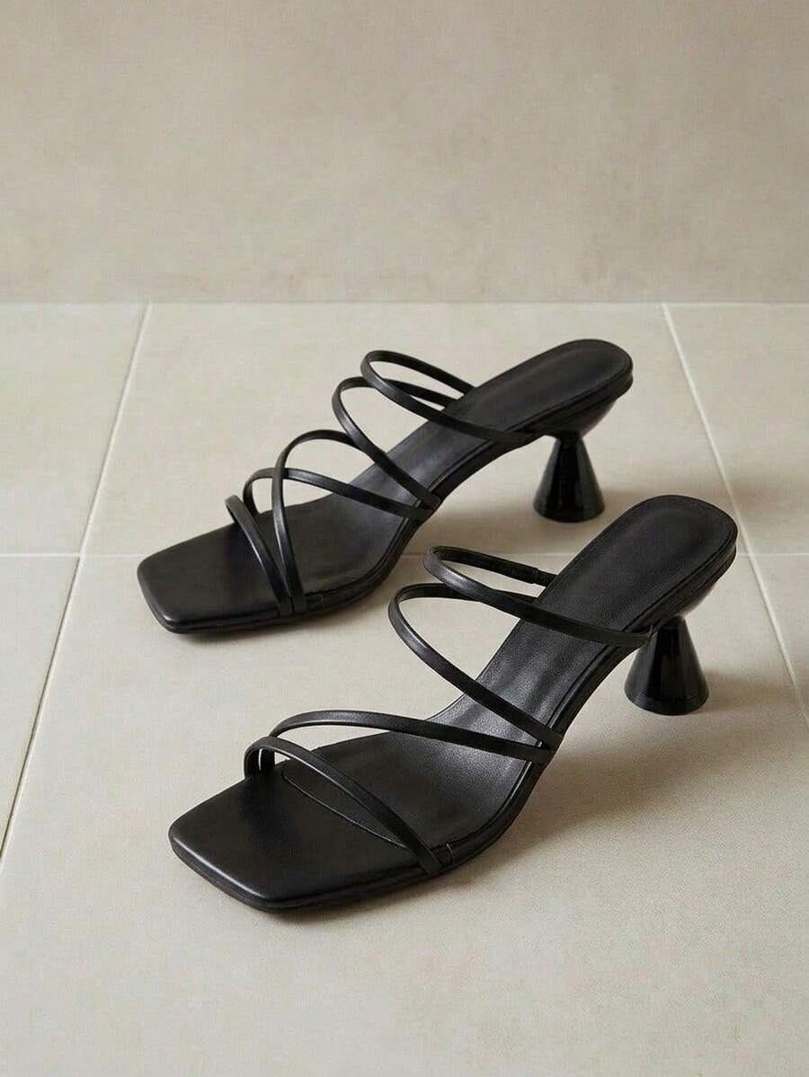 Alvarani 女士简约系带露趾高跟凉鞋，细高跟鞋，2025 年夏季时尚新品，不累脚