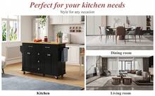 Multifunctional Kitchen Island Cart With Extendable Worktop - 黑與自然 - 查看 7