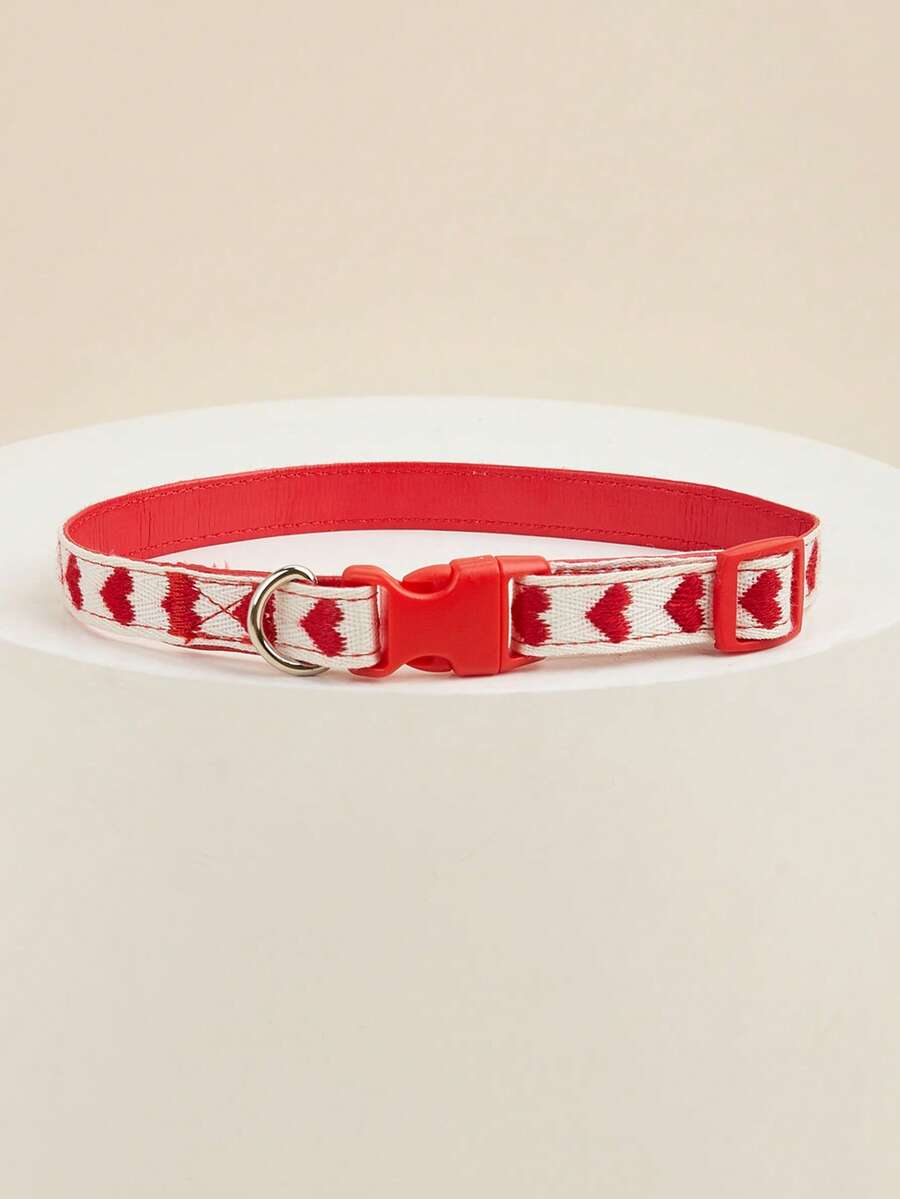 1pc Heart Pattern Jacquard Thin Soft Pet Collar, Adjustable, Suitable For Small Cats And Dogs For Indoor And Outdoor Use (Not Suitable For Large Dogs)