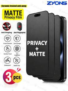 ZYONS 3pcs Matte Privacy Screen Protector, Compatible With IPhone 18 Pro Max/18 Fold/17 Pro Max/17E/16 Pro Max/15/14/13/12/11/XS MAX/7/8PLUS, Made Of TPU Soft Film Material (Non-Tempered Glass), Anti-Drop, Anti-Collision, Anti-Fingerprint, Anti-Glare, Phone Case Friendly, With Privacy Function Screen Protector - 3PCS - View 44