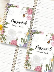BUBU 1 Password Book English Address Book Phone Book Multi-Function Notebook Hardbound Business Office Notebook With Wrist Strap, 8.5 * 5.5 Inch Password Storage Device, For Internet Login, Website, User Name, Password,Back To School Supplies - Multicolor - View 5