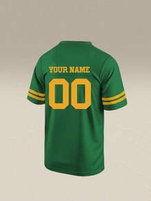 Custom Oversized Football Jersey Men Personalized Team Name Number Logo Green Yellow Stripe V Neck Sporty Gameday Shirt - Green - View 4