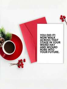 1pc Humorous Graduation Card With Envelope - "You Did It! Funny Hat And Gown" Perfect Graduation Gift For Male And Female Graduates, Suitable For High School And College Graduates, Blank Inside - Multicolor - View 8