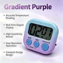 Universal Home Gradient Digital Timer, High Sensitivity Sensor For Stable And Accurate Timing, Large Comfortable Buttons To Prevent Accidental Press, Large Screen With White Background And Black Digits For Clear Reading, Mini Versatile Body Fits Various Spaces, Suitable For Cooking Timing, Student Pomodoro Study, Workout Interval Timing - AAA Batteries Not Included - Gradient - View 11