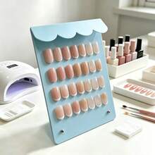 1pc Wavy Edge Metal Artificial Nail Display Board, Desktop Nail Sample Display Rack, Nail Salon Product Photography Prop Background Board, Minimalist Color Card Nail Display Rack - Multicolor - View 7