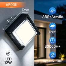 CANMEIJIA 1pc Modern LED Wall Light, Indoor Wall Light, Outdoor Wall Light, AC85-265V, White Light 6500K/Warm Light 3000K, Outdoor Waterproof Wall Light, Suitable For Garden, Yard, Balcony, Stairs, Villa, Garage - 12W LED Wall Light - View 20