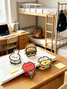 1/4pcs Cute Cartoon Food Memo Clips, Multi-Functional Sealing Clips, Kawaii Cheese Sushi Burger Apple Shaped Paper Clips, Document Organizer Snack Bag Sealer, Office School Stationery Decorative Gift - Multicolor - View 1