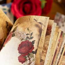 Moonfall Vintage Book Rose Pattern Gold Foil Colored Page A6 Notebook European Retro Luxurious Hardcover Journal - 1 Set - View 8