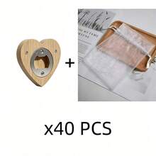 50/20/10pcs Bamboo Magnetic Heart-Shaped Bottle Opener, Creative Wooden Refrigerator Magnet Gift Bag, DIY Customized Engraving And Coloring, Personalized Wine Bottle Opener, Refrigerator Decoration, Party Favors, Wedding Favors, Bridal Shower, Engagement Gift, Anniversary, Birthday Gift, Housewarming Gift, Back To School, Autumn Gathering, Halloween, Thanksgiving, Christmas, New Year, Family Gathering, Bar Party, BBQ, Camping, Kitchen Decoration, Business Gift, Party Favors - Khaki (Heart-shaped Bottle Opener) - View 11