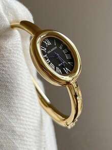 1pc Women's Vintage Gold Bracelet Quartz Watch, Roman Numeral Dial, Versatile Luxury Accessory - Gold - View 2