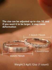 1 Pair Exquisite Romantic S925 Sterling Silver Brushed Finish Couple Rings, Adjustable Open Design, Ideal Gift For Wedding, Engagement, Anniversary, Valentine's Day Confession, Fits Size 7-10 - Silver - View 2